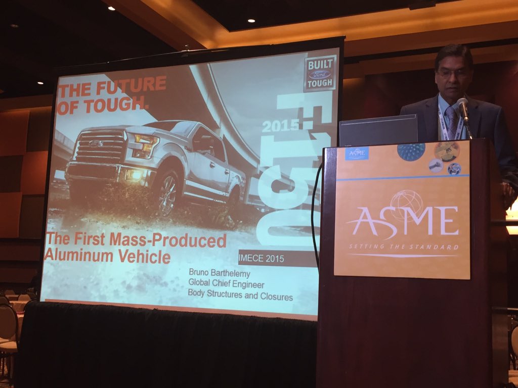 pmaguy's tweet image. A great presentation on the aluminum body F-150.  Video of the factory refit in 4 wks was amazing!  #IMECE2015