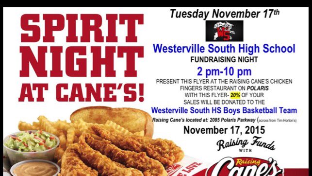 SouthBasketball's tweet photo. Westerville: we need you tomorrow! Please print this flyer &amp; bring to Canes tomorrow 2-10PM. 20% goes to WS Hoops https://t.co/oFASe0MK6b