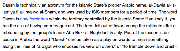 MattBinder's tweet photo. i am 100% for only referring to ISIS as "Daesh" now being that it is apparently the ultimate troll https://t.co/ADwjBthlL3