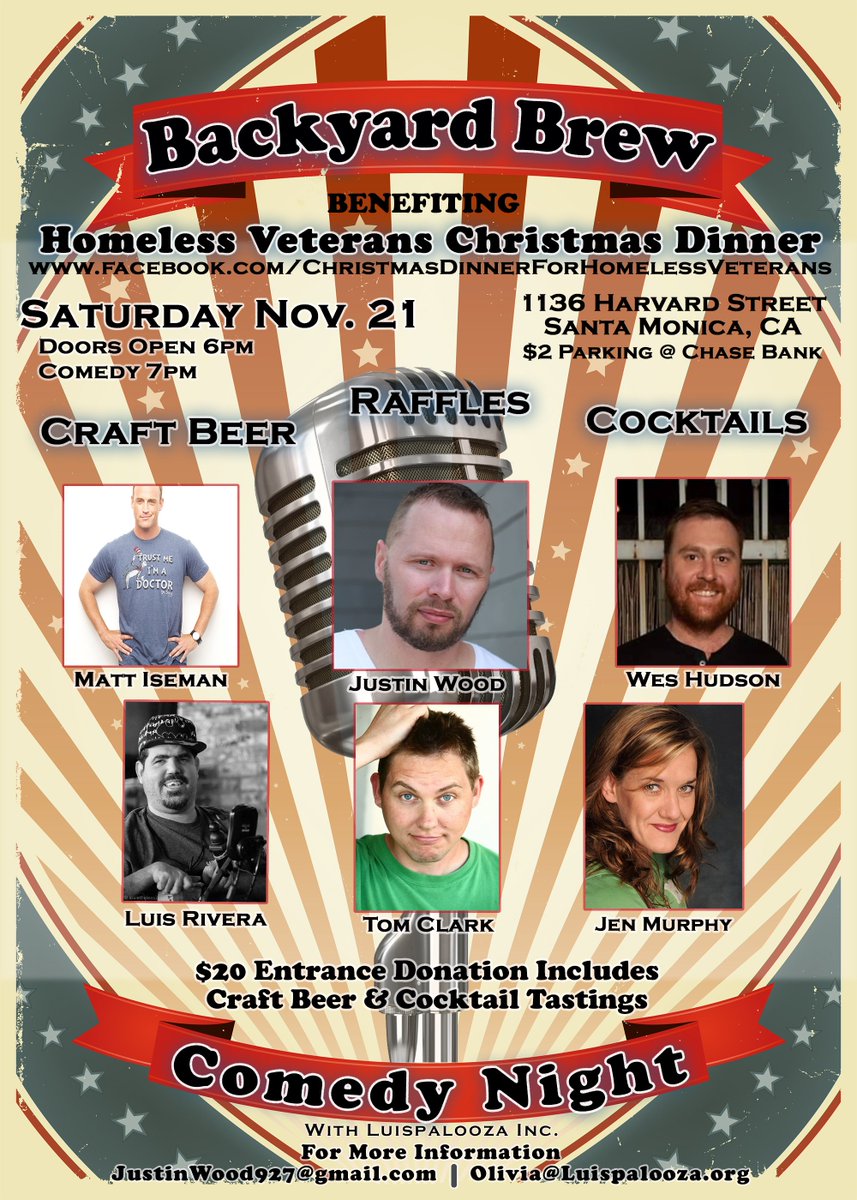 olybug's tweet photo. 11/21 Backyard Brew #Comedy Night 4 #Charity! @mattiseman @Justin_Wood_ @tomclarkcomedy @jenmurphycomedy @dubhudson https://t.co/9jqZLuHKaE