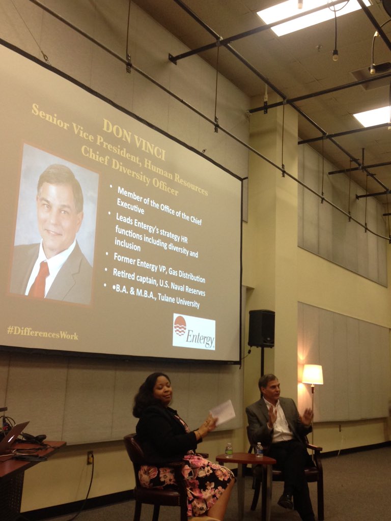 PRSSALoyolaNOLA's tweet photo. Don Vinci, Chief Diversity Officer of Entergy joins Brandi Boatner to talk diversity! #DifferencesWork https://t.co/WzedIYYfEN