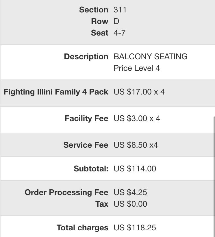 aaron_bennett_1's tweet photo. Wonder why #Illini are having attendance problems at PCCC? You pay $118.25 for $68 worth of tickets. https://t.co/YVJrfO1q7x
