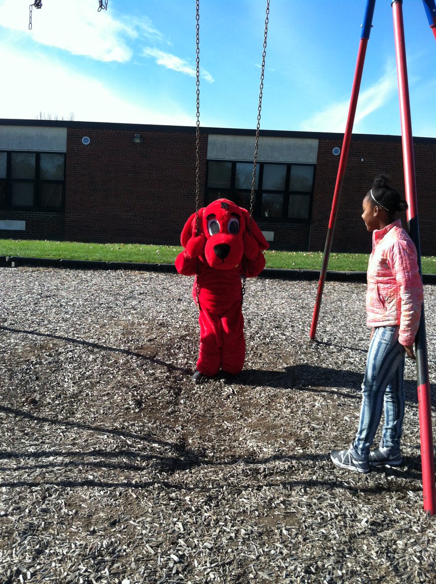 Clifford came to the play with Dunloe students  at recess today.  Where will he be tomorrow?