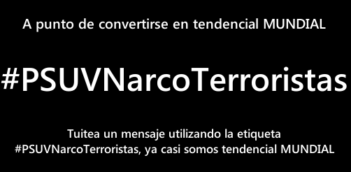 DolarToday's tweet photo. Toda Venezuela UNIDA tuiteando la etiqueta #PSUVNarcoTerroristas hasta convertirla en tendencia MUNDIAL https://t.co/IYAnBz4tWN