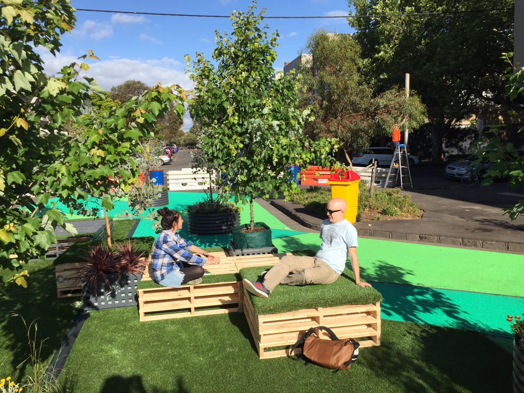 JL_Christiansen's tweet photo. A great turnout today for @YarraCouncil's #parklet trial #sunshine #tacticalurbanism @codesignstudio @AndyJeffo https://t.co/CdqgufzA0U