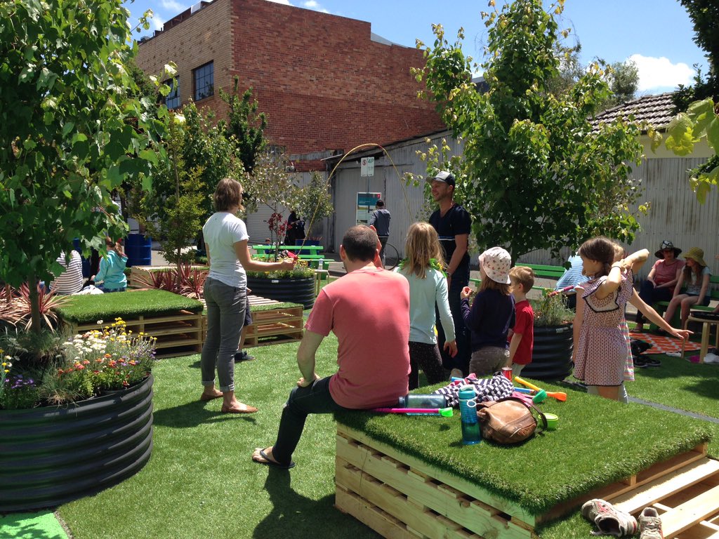 JL_Christiansen's tweet photo. A great turnout today for @YarraCouncil's #parklet trial #sunshine #tacticalurbanism @codesignstudio @AndyJeffo https://t.co/CdqgufzA0U