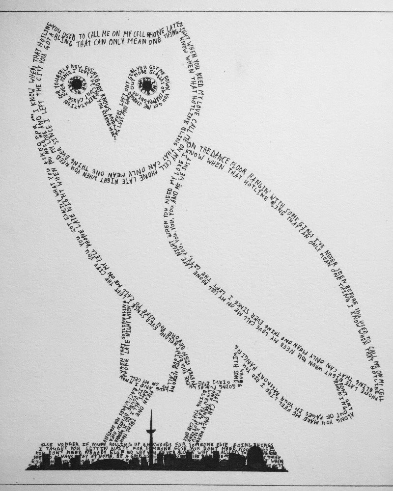 macarter13's tweet photo. @ChampaignPapi__ hotline bling owl #hotlinebling #ovosoundradio #OVOXO #6ix #viewsfromthe6 #Drake #1800hotlinebling https://t.co/tUcPl6WyiZ