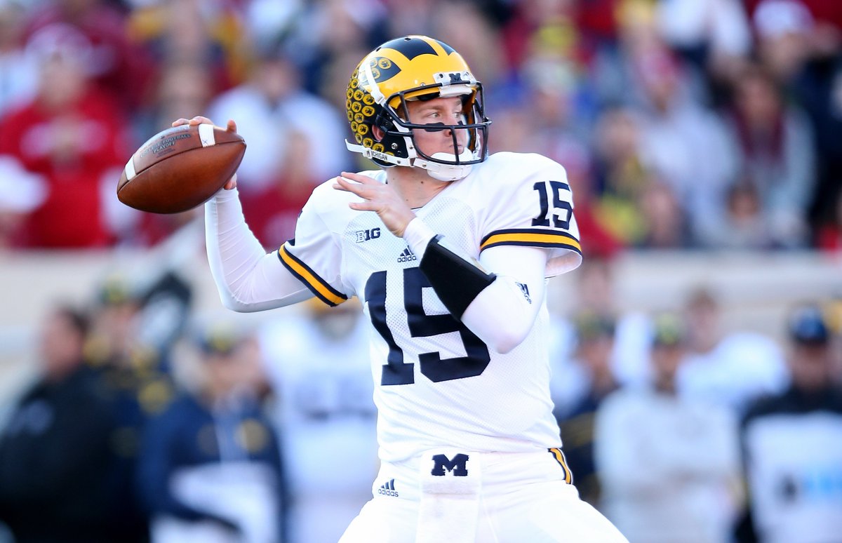 SportsCenter's tweet photo. No. 14 Michigan holds off Indiana in 2 OT, 48-41.

Jake Rudock: 440 Yds, 6 TD https://t.co/dKDoc0hZ9S