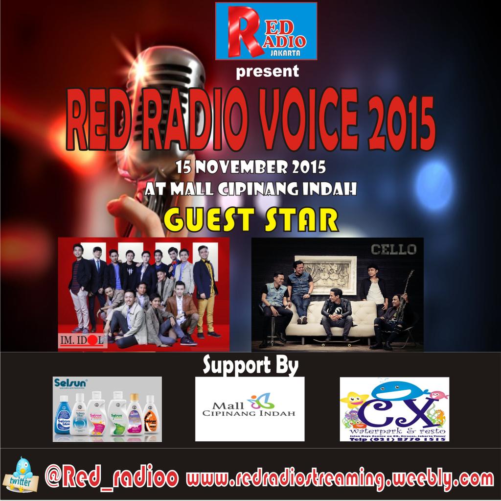 onflyradio's tweet photo. Jgn lupa hari ini GrandFinal Red Rasio Voice 2015 &amp; akan dimeriahkan oleh @IM_IdolOfficial and @officialcello https://t.co/MX0WrBW6fa