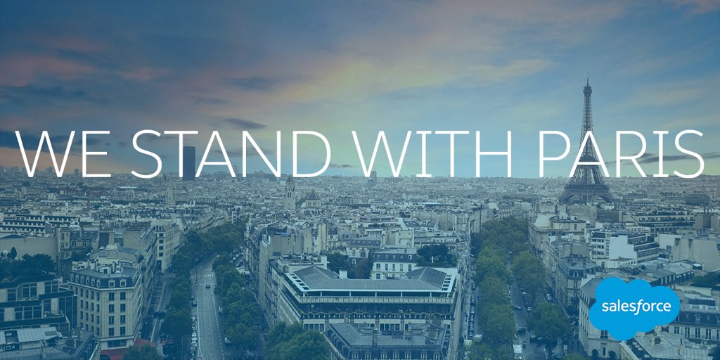 Benioff's tweet photo. All 451 employees have been accounted for. Our thoughts and prayers remain with the victims and families of Paris. https://t.co/8a3Q3PjrBS
