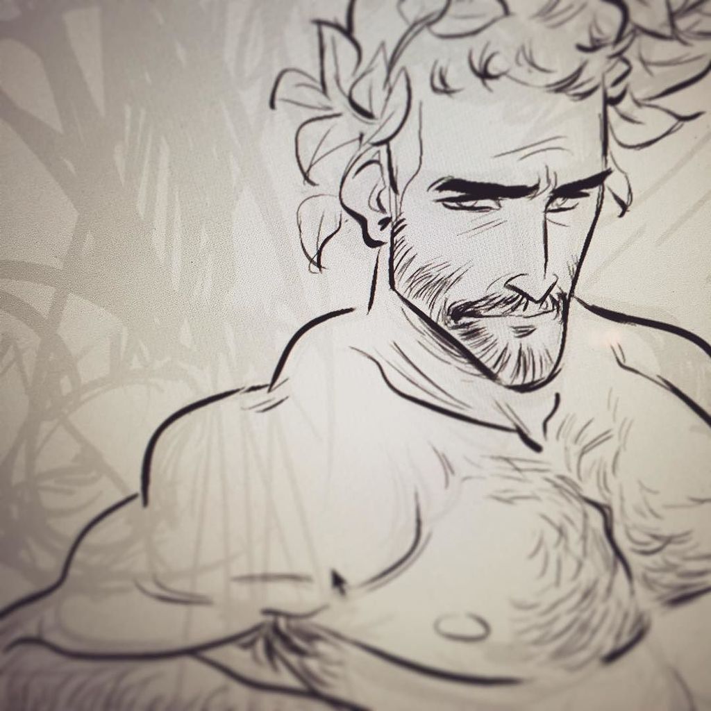 Some #wip for the next Monsieur in the series. #man #sketch #sketchbook #flower #flowercrown #fur 