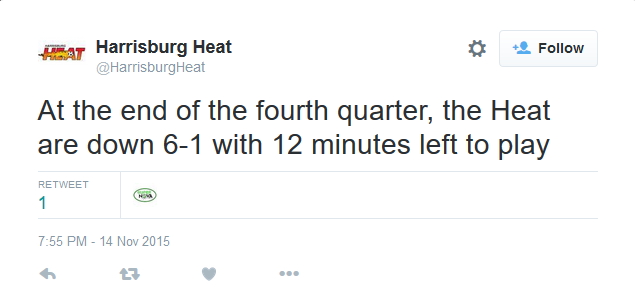 jeffhusted's tweet photo. Wait...what? There are 4qtrs, 15mins each. It was 8-1 with 12 to play in 4th. #WordsAreHard https://t.co/uiDw3Wizlq