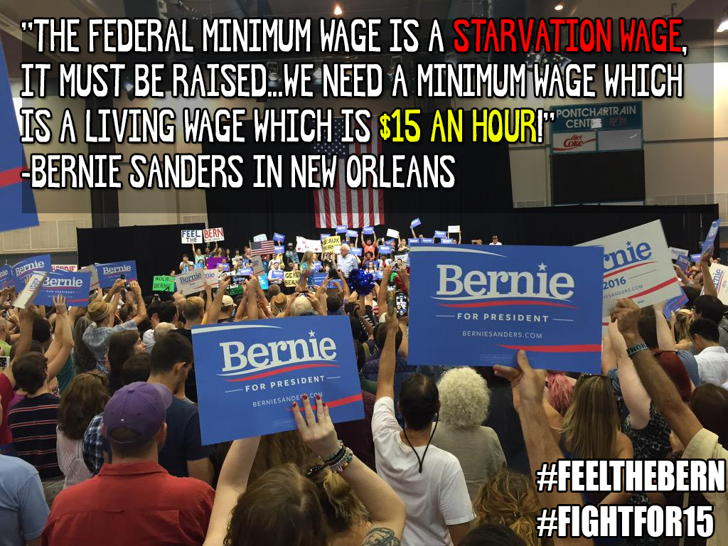 People4Bernie's tweet photo. Want to rebuild the crumbling middle class? Support @BernieSanders and let's get $15 FOR ALL #DemDebate https://t.co/znl7CcFENx