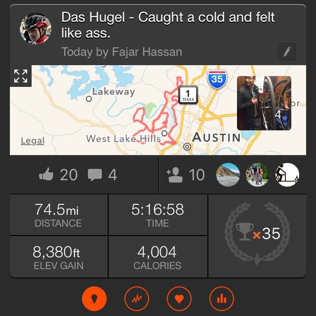 Fudgelump's tweet photo. Super fun ride today at #dashugel Wish I had more sleep the night before. Could've done the 110miles with 13,000ft https://t.co/crTJwByU8E