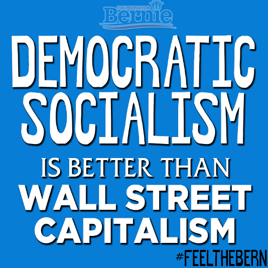 People4Bernie's tweet image. SAY IT WITH US:

DEMOCRATIC

SOCIALISM

IS

BETTER

THAN

WALL

STREET

CAPITALISM

#DemDebate #DebateWithBernie