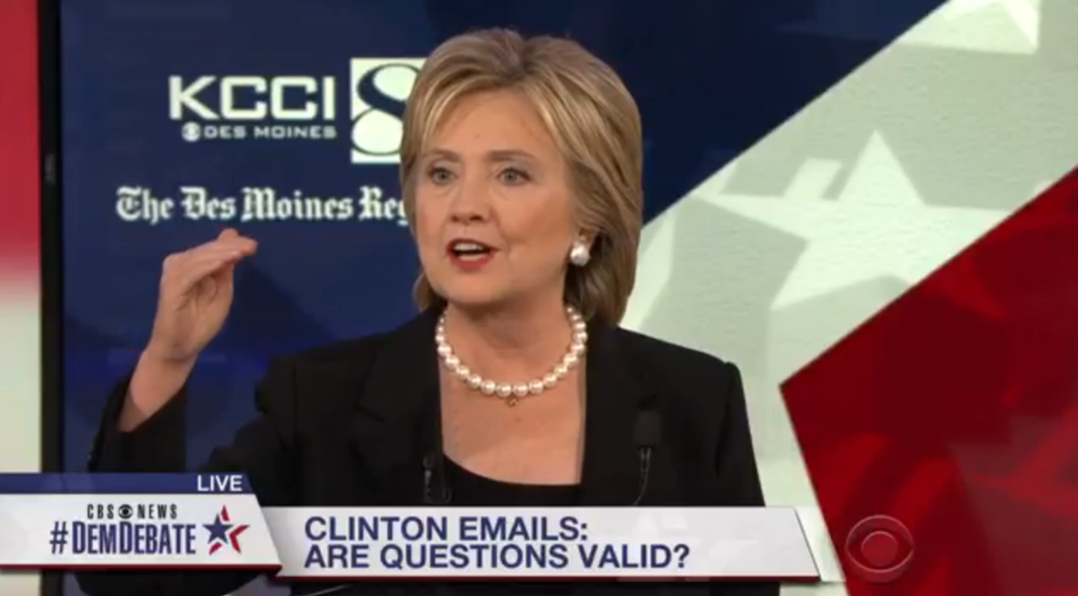 CBSPolitics's tweet photo. "I think Pres. Obama deserves more credit than he gets," says @HillaryClinton at #DemDebate https://t.co/LU8qHM6mOX https://t.co/GgUL9A6Zui