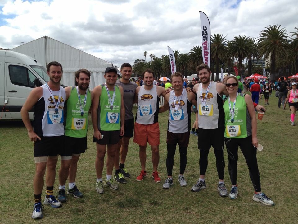 HawthornAFC's tweet photo. Congratulations to these 8 legends who completed the 15km #City2Sea to raise money for @headspace_aus https://t.co/4Z9AhyPit1