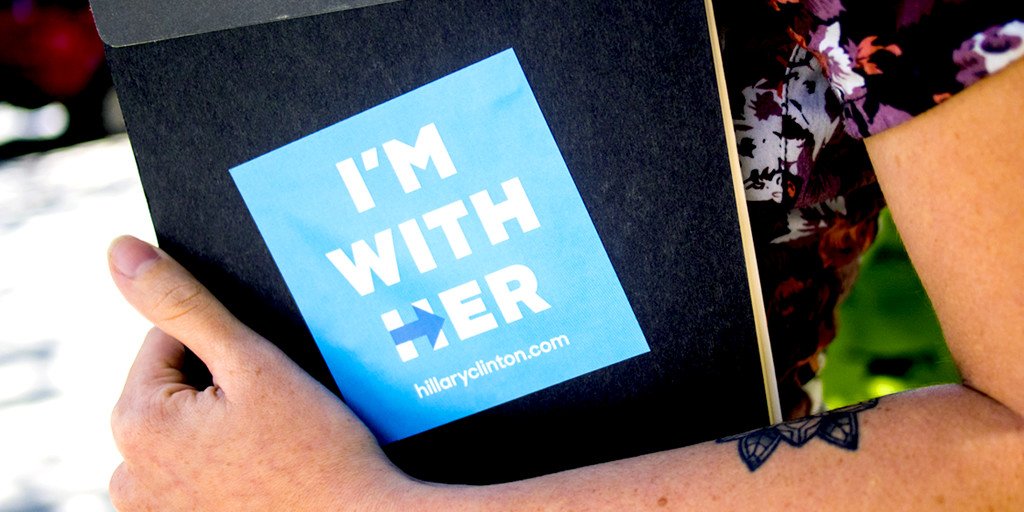 HillaryClinton's tweet photo. Stand with Hillary and sign up to get a free #ImWithHer sticker in the mail: https://t.co/BOSoratpZ9 https://t.co/vjH1ATC96g