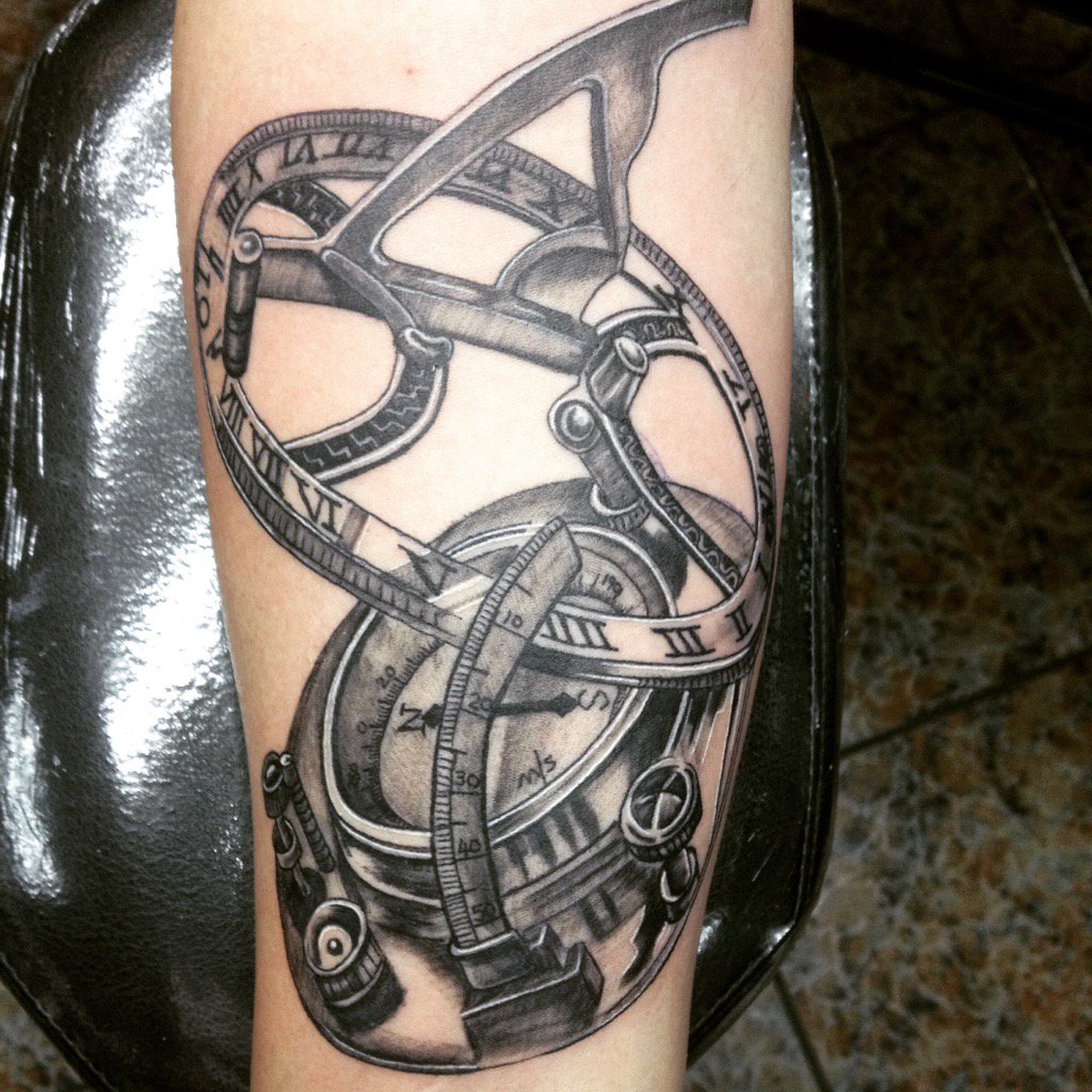 Fine Nautical Compass Tattoo Inked by Black Poison Tattoos