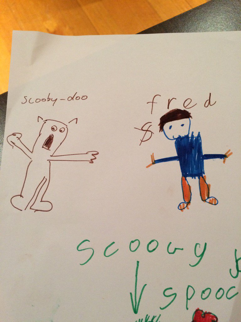 Cnf1977's tweet photo. I totally did this picture of #scoobydoo . My 6yo did Fred. Team effort! https://t.co/loyUunRvfY