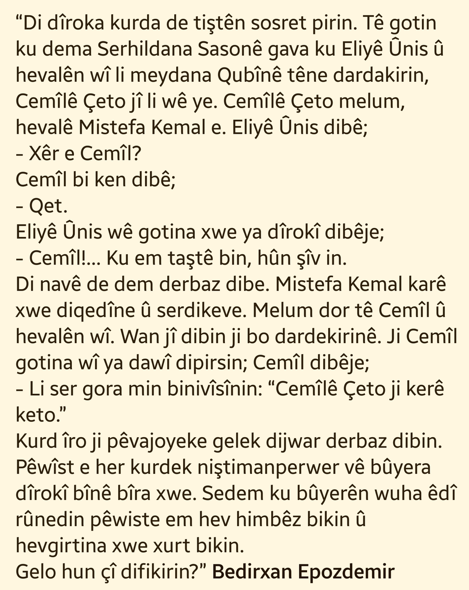 Fehim_Isik's tweet photo. Kurteçîrokek jî Bedirxan Epozdemir: Ku em taştê bin hûn şîv in. https://t.co/zhES8n7ACR