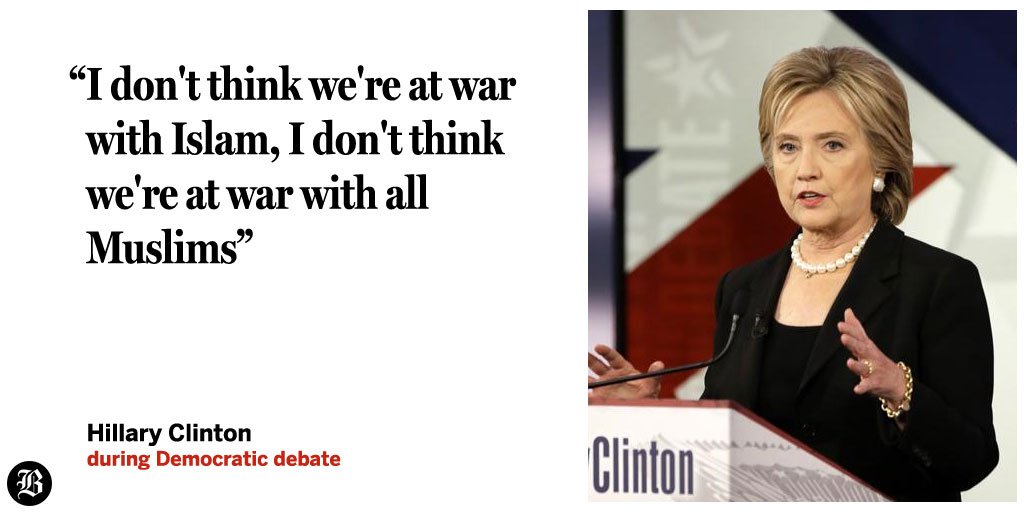 BostonGlobe's tweet photo. Hillary Clinton on radical Islam: https://t.co/t6MRiO8uwY #DemDebate https://t.co/lWH0Hiz7IA