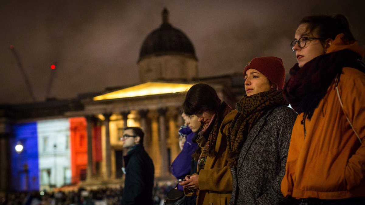SkyNews's tweet photo. The world shows solidarity after #ParisAttacks atrocity https://t.co/MNvoP4zcin https://t.co/tw0L3jZ6sz