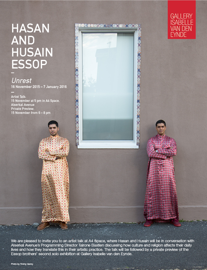 Canvastweet's tweet photo. ARTIST TALK: Hasan &amp; Husain #Essop at @A4Space today at 5 PM via @GalleryIVDE at @AlserkalAvenue https://t.co/QnxNz0wdLA