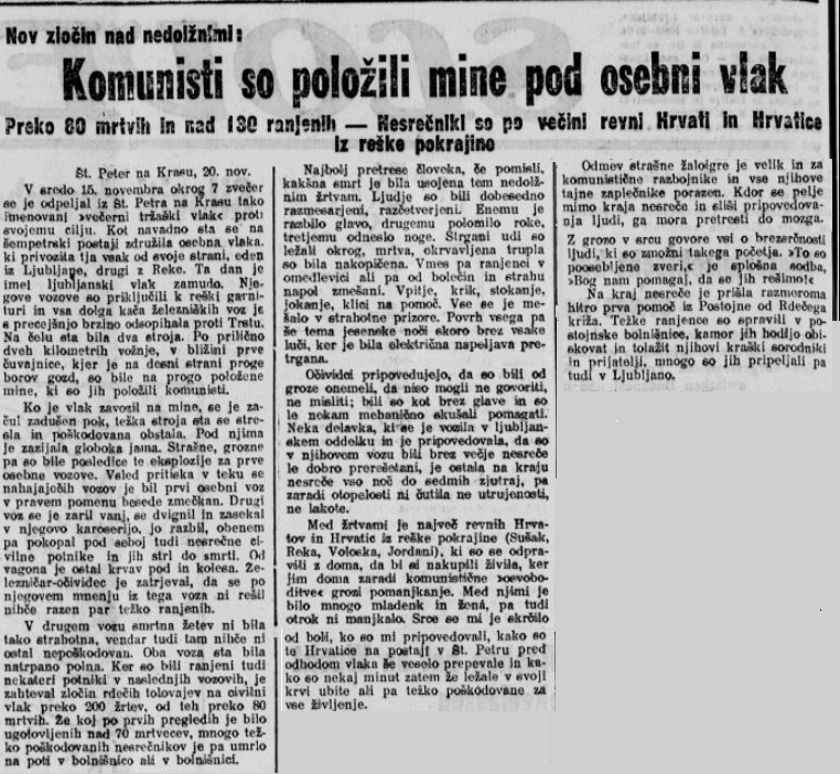 Miran7777's tweet photo. #NaDanasnjiDan l.1944 so komunistični teroristi razstrelili potniški vlak pri Košani. Umrlo več kot 80 civilov. https://t.co/TOflJJGwXY