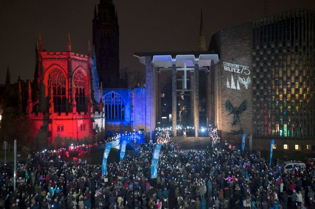 live_coventry's tweet photo. Photos: Hundreds join at cathedral ruins to mark 75th anniversary of #CoventryBlitz https://t.co/wFylufmsBW https://t.co/o4gtGOvBEm