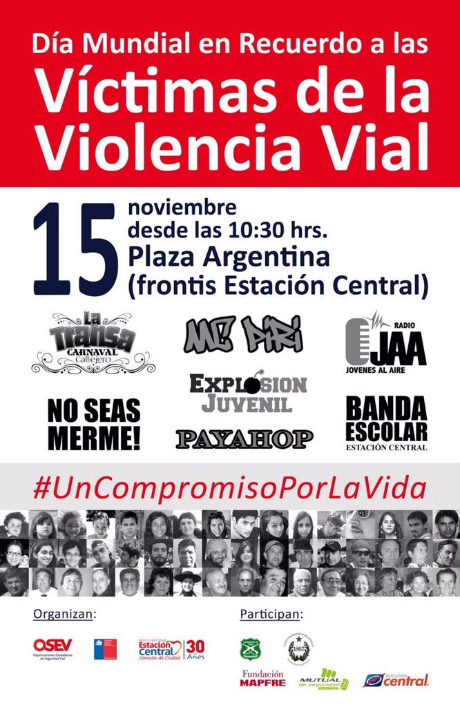 conaset's tweet photo. Hoy es el Día Mundial de Víctimas en el Tránsito. ¡Súmate! #UnCompromisoPorLaVida @Gaby_Rosende @RodrigoDelgadoM https://t.co/2OpvUh8M2s