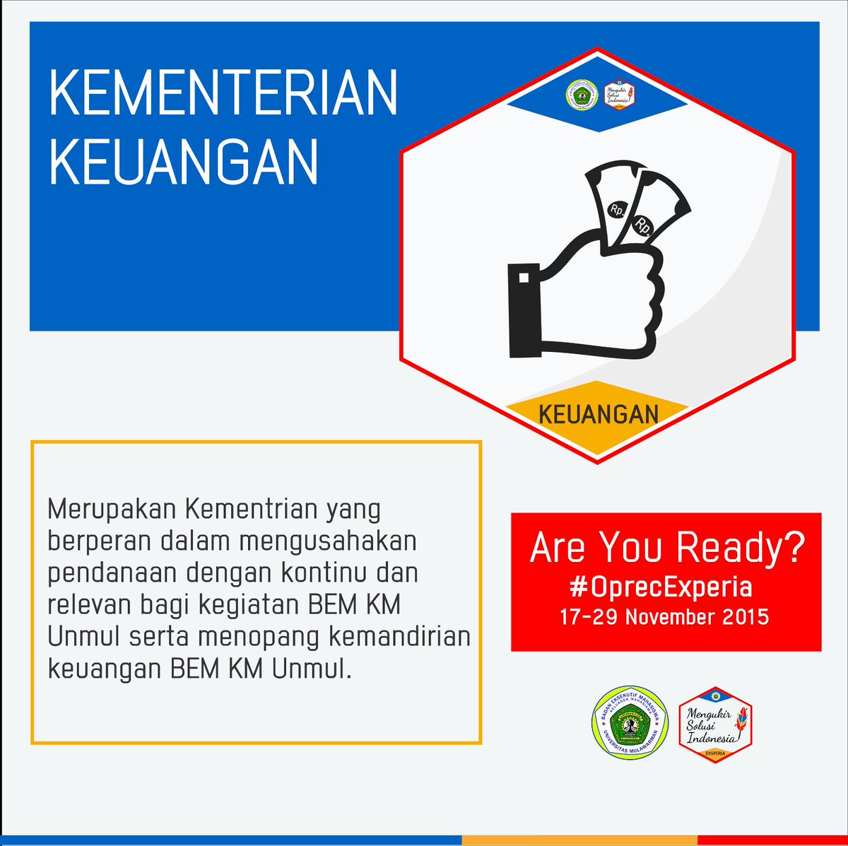 bemkmunmul's tweet photo. 9. Penjelasan kementerian terakhir malam ini,  Kementerian Keuangan. Siapa mau belajar berwirausaha? #OprecEksperia https://t.co/bOZXFanDnK
