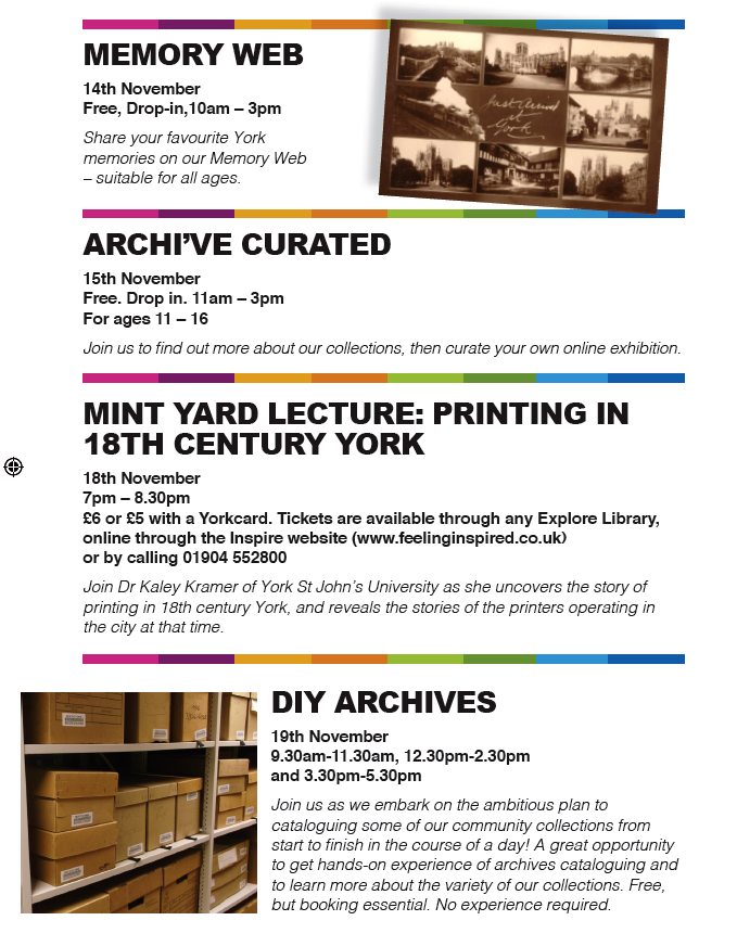 Why not come along to ARCHI'VE CURATED?! Your chance to curate an online exhibition as part of <a href="/explorearchives/">Explore Your Archive</a> week