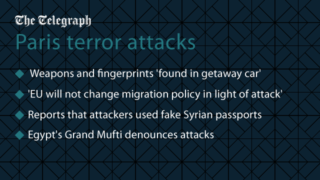 Telegraph's tweet photo. #Parisattacks: Police make several arrests as hunt for terrorists widens across Europe  https://t.co/ahKHwd4xhL https://t.co/wnNfiKCfHW