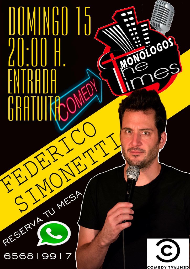 TheTimesToledo's tweet photo. Ven hoy a @TheTimesToledo a disfrutar con el monologo de la semana con @fedesimonetti , entrada gratis. https://t.co/AaWFZbj97J