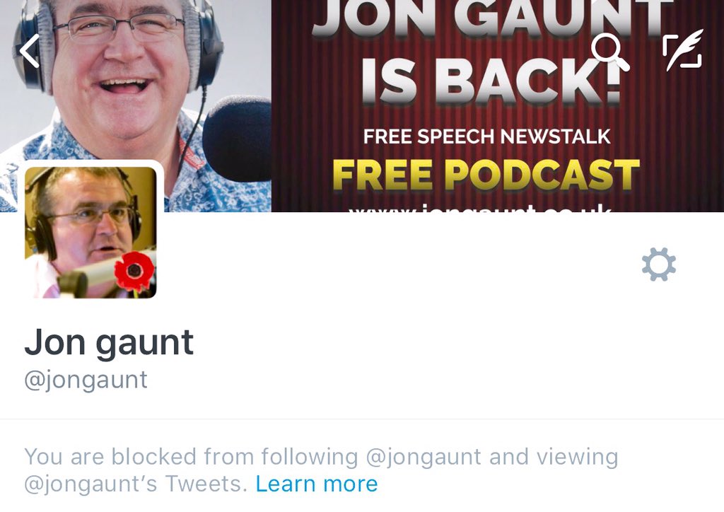 DesWigwam's tweet photo. Free Speech? Nope. This is what happens when you criticise @jongaunt https://t.co/M9SI5SehMO