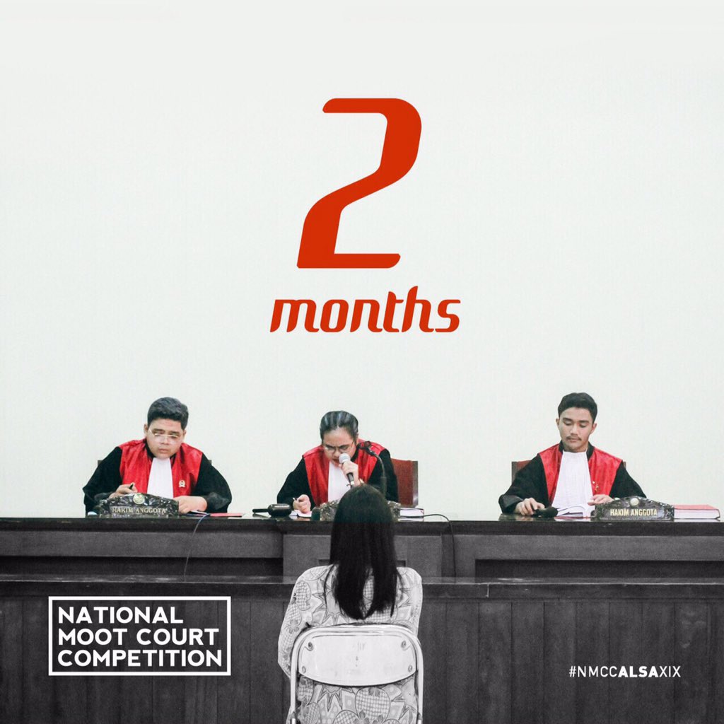 ALSAIndonesia's tweet photo. Dua bulan lagi menuju National Moot Court ALSA Piala Mahkamah Agung XIX! @NMCCALSA_XIX https://t.co/VFIYw9eGOh