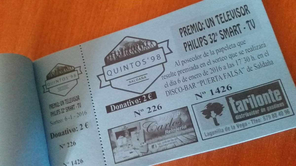 98Quintos's tweet photo. Ya a la venta las papeletas con valor de 2€ Sorteamos una TV Smart TV 32", el sorteo se realizará el 6-1-2016 🎉🎉🎉🎉🎉 https://t.co/SvqKukqlQa