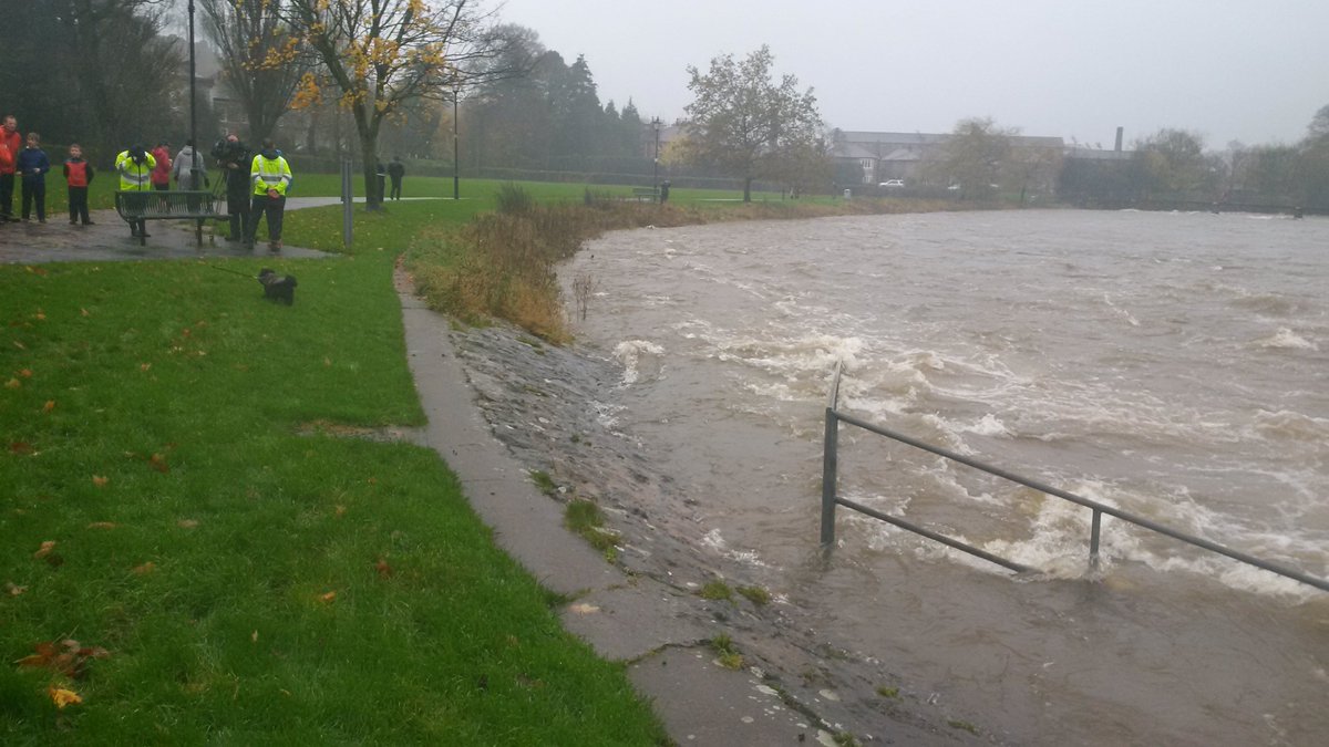 Paul_Reeves's tweet photo. We are still out at Victoria Bridge in #Kendal #Cumbria  River levels have now peaked #Cumbriastorm #floodaware. https://t.co/ouW8WbyB9h