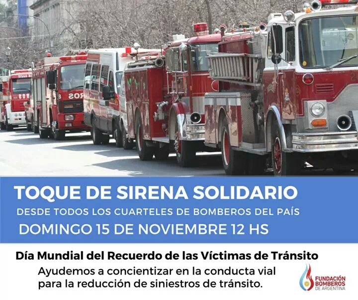 BombVolRosario's tweet photo. Hoy en todo el país sonaran las sirenas. @CompromisoVial @PuenteEstrella @bomberosRA @BomberosFund @GustavoAdda https://t.co/5zD7y2BY1N