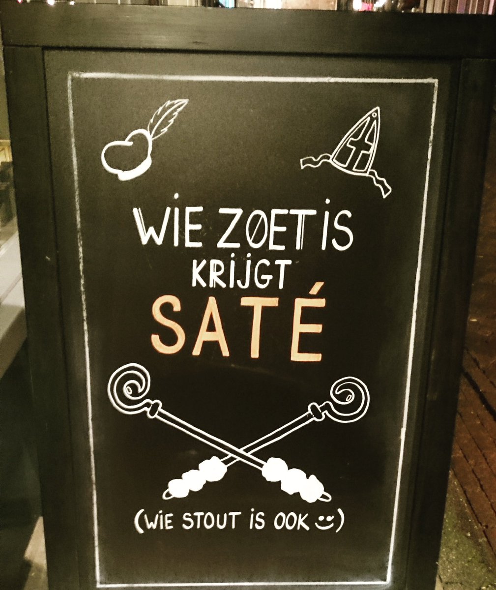 Creatief met Klaas @tott058. Check marleyshoreca.nl! #leeuwarden #horeca #chalkboard #sinterklaas #saté