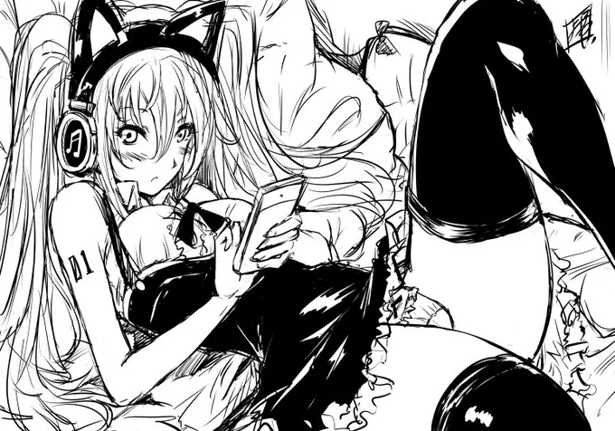 VOCALOID【初音ミク】ゴシック https://t.co/uWUvu4v5ox ゴシック&ネコミミヘッドホンミクさん 