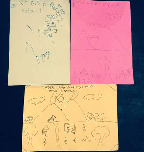 WAUProject's tweet image. Kids in Gondang 3 drawings about #Merapi when erupted in 2010 &amp;amp; you can read stories in m.facebook.com/WAUproject/