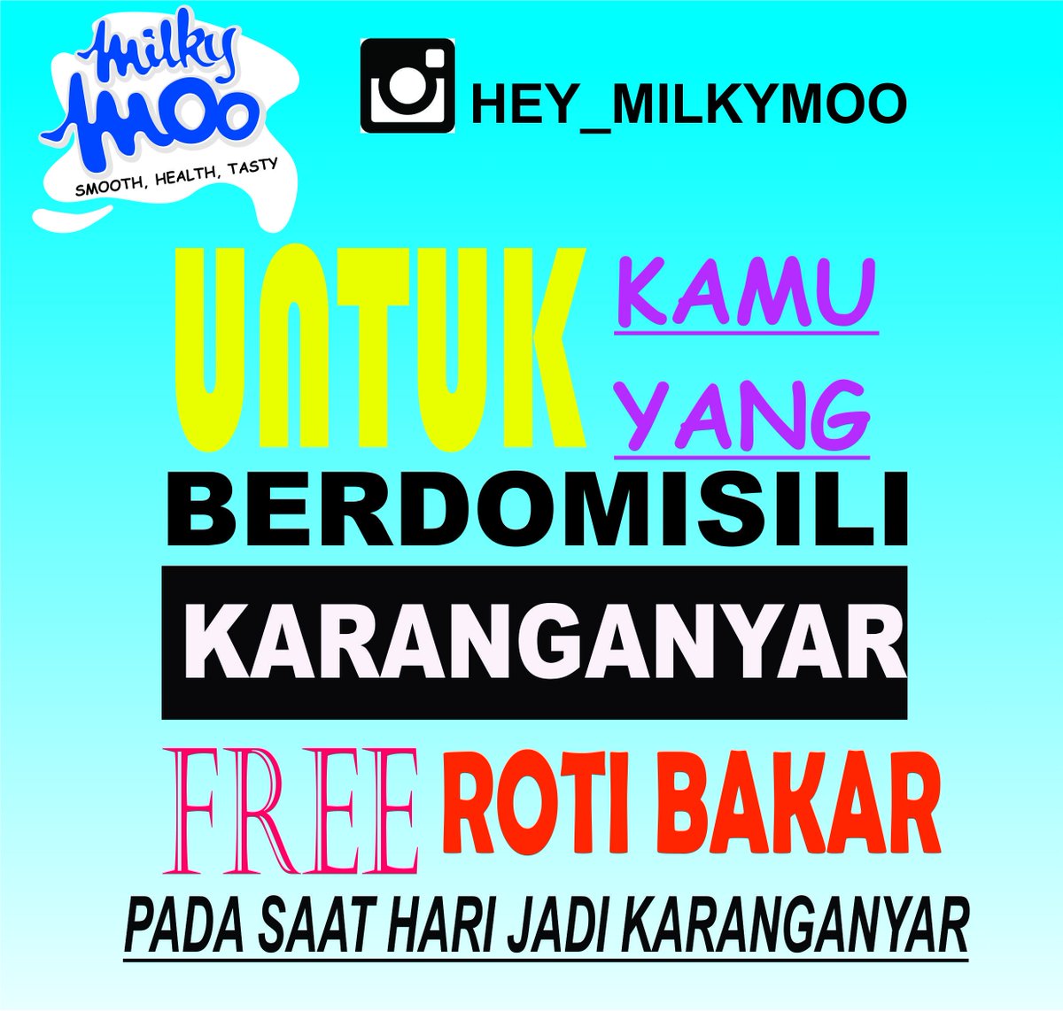 Buat kalian yg berdomisili di KARANGANYAR bakal dapet FREE ROTI BAKAR di <a href="/hey_milkymoo/">HEY MILKY MOO</a> pada hari jadi karanganyar