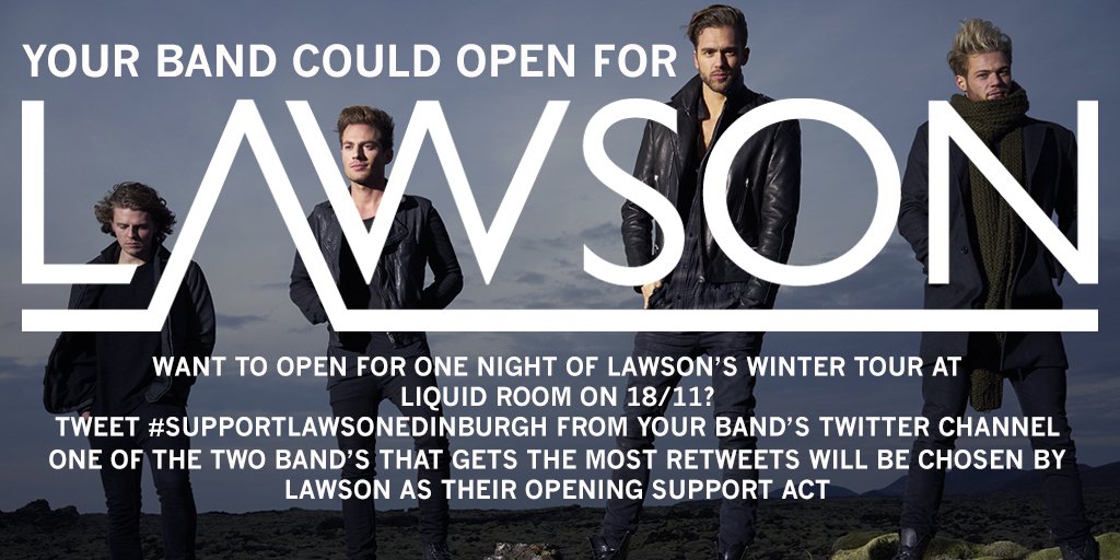 LawsonOfficial's tweet photo. Edinburgh bands, a few more hours to get your RT's! #SupportLawsonEdinburgh https://t.co/mvUpE1sbJM