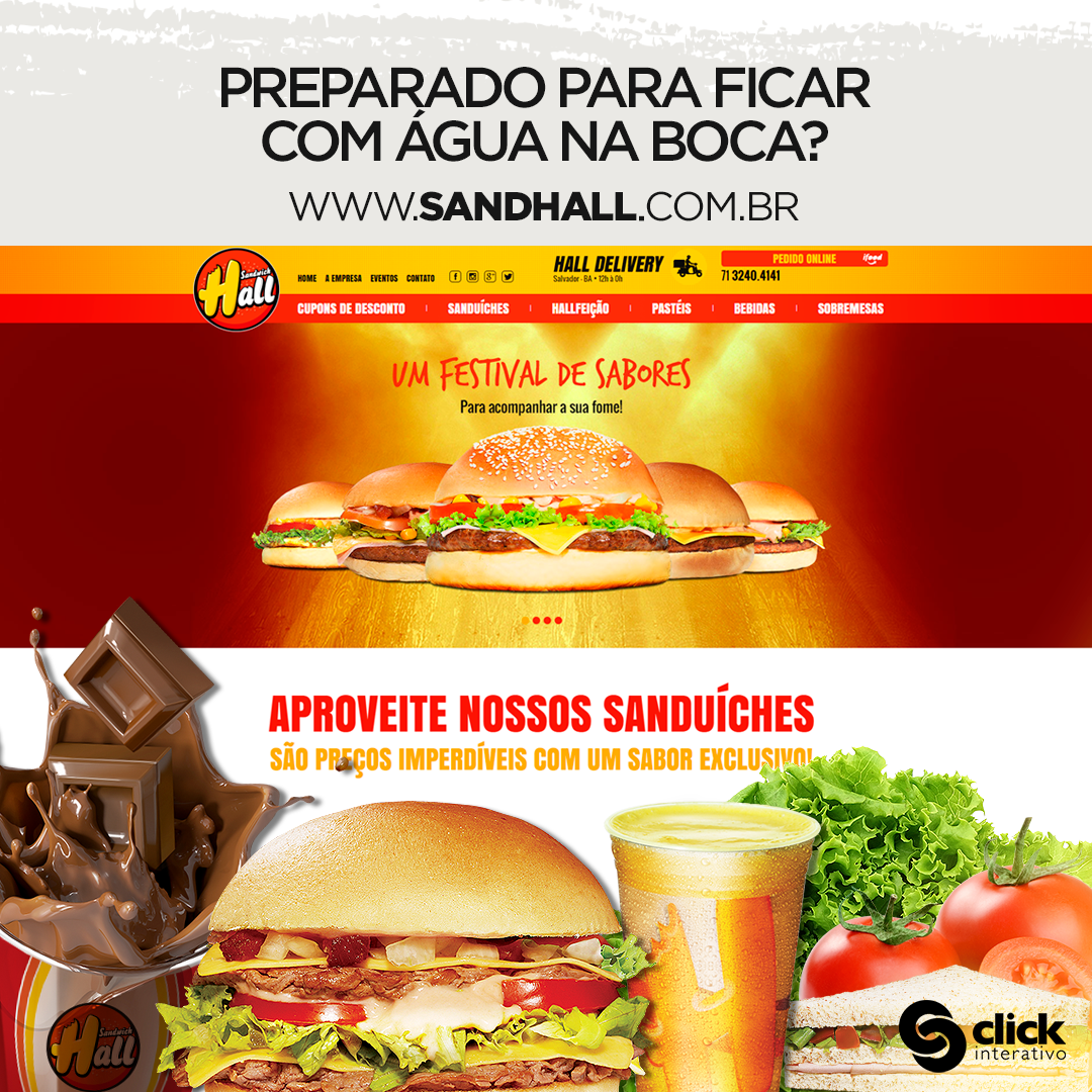 clickinterativo's tweet photo. Este site está de dar água na boca! #SandwichHall  #SiteClick #ClienteClick #ClickInterativo #AGenteEntendeDeSite https://t.co/ufQa0nYvrz