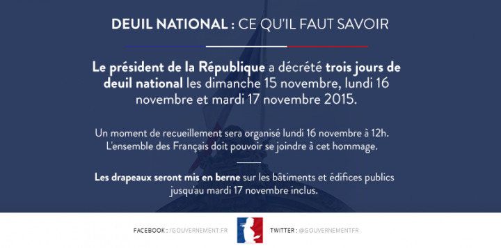 Romain_Pigenel's tweet photo. Le deuil national a été décrété par @fhollande. Ce que cela implique : https://t.co/FFj8xDkeWk via @gouvernementfr https://t.co/Wd2RFAVQ3U