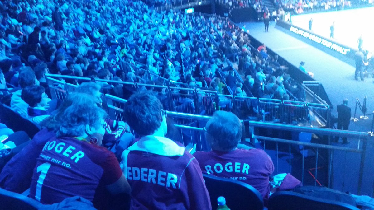 fans4roger's tweet photo. Fans of Roger #Federer are already in the #O2 World in London. 5 hours until the first match of Roger. #ATPFinals https://t.co/MAT3qZNDbV