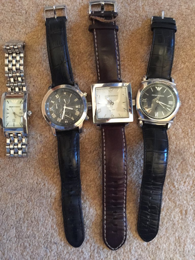 ProjectLondonPR's tweet photo. #Selling these #Armarni #watches and a #guess one. Contact me for individual prices 100% authentic please retweet https://t.co/bloz8tgMbl