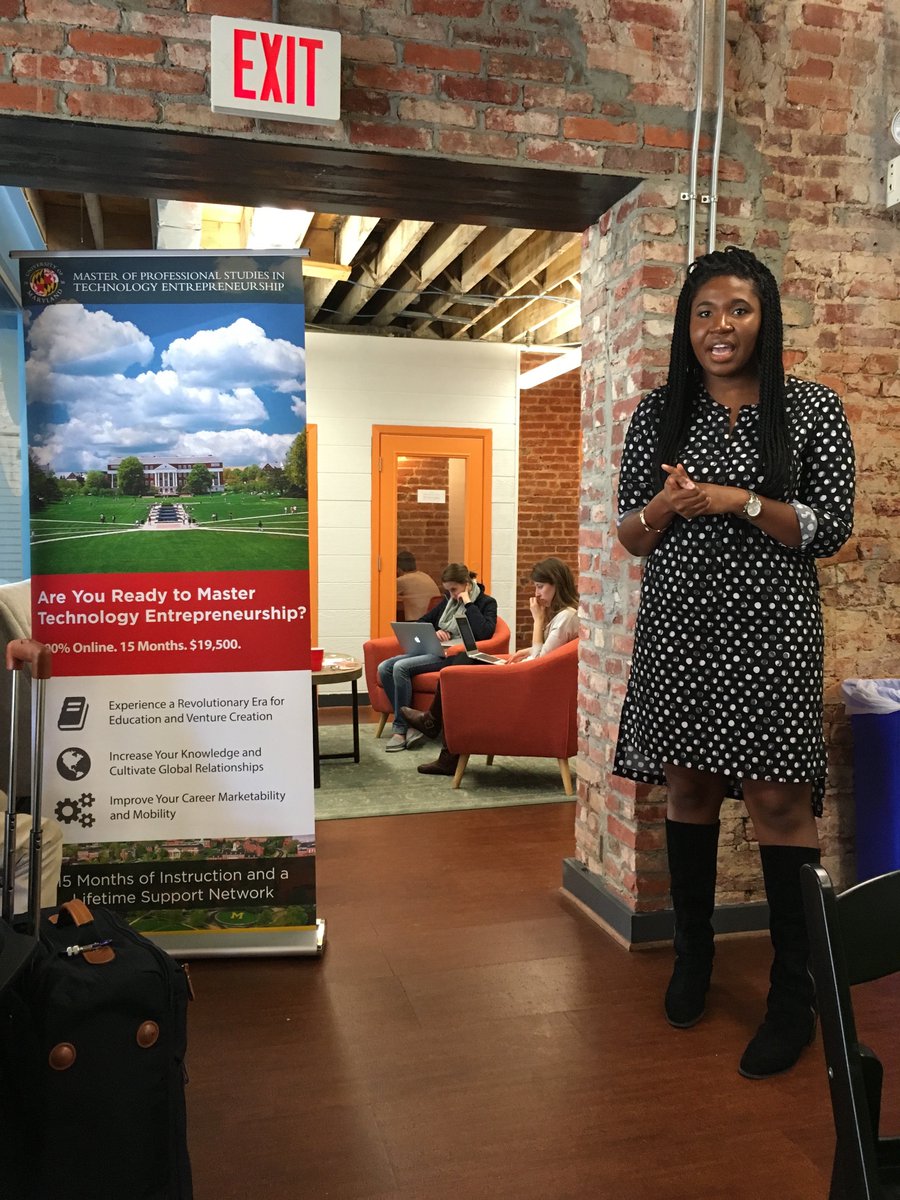 TSWDMV's tweet photo. Morgan Davis from @UMD_MPTE talks about UMD's Master Technology Entrepreneurship. We love it here at #swdc #gsb15 https://t.co/TP7NFnVCep